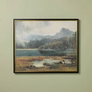 Hearth & Hand NWT Landscape Mountain Lake Framed Canvas Wall Art 20"x24"